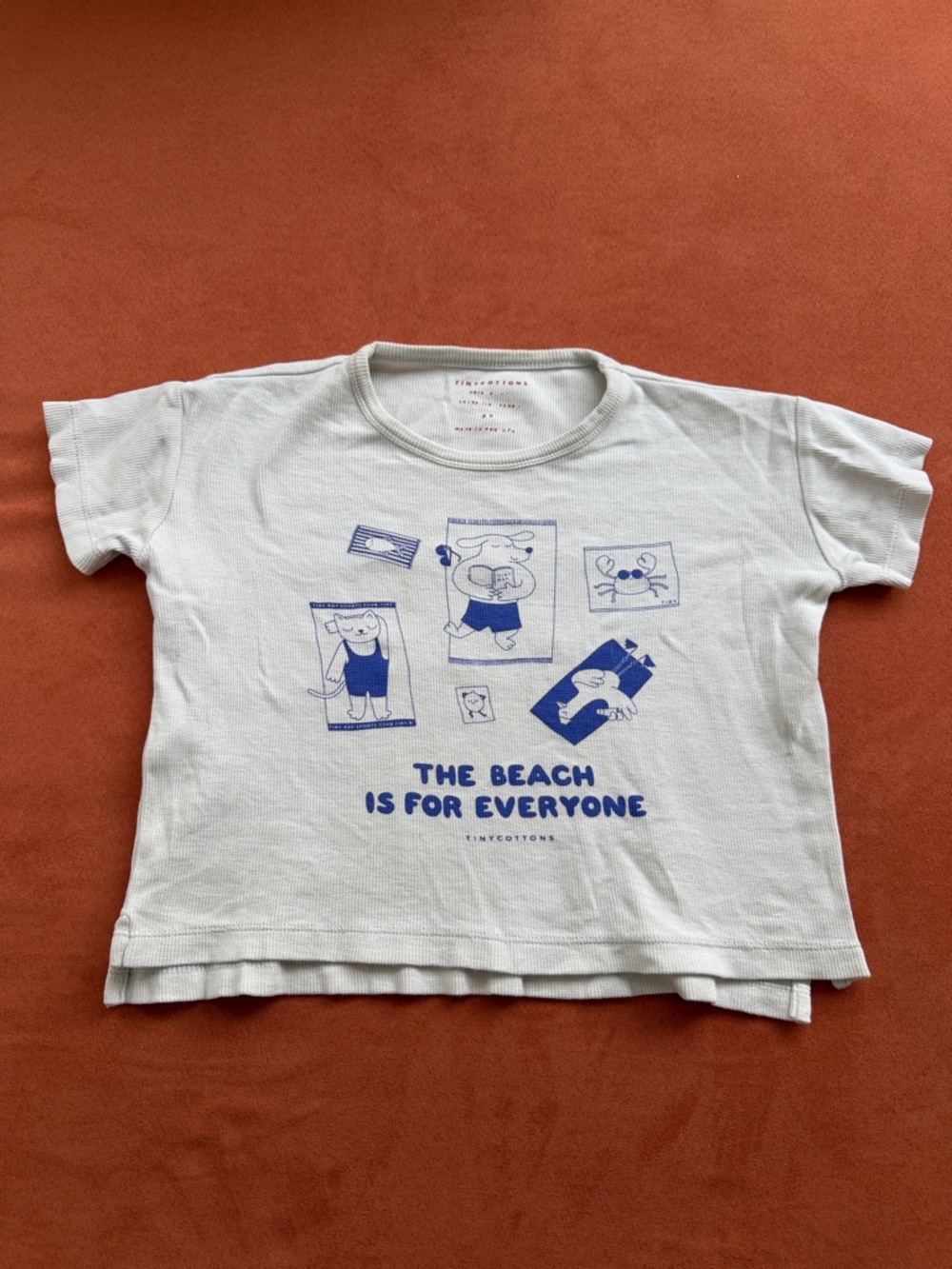 Tiny Cottons 'The Beach Is For Everyone' White & Blue Graphic Tee